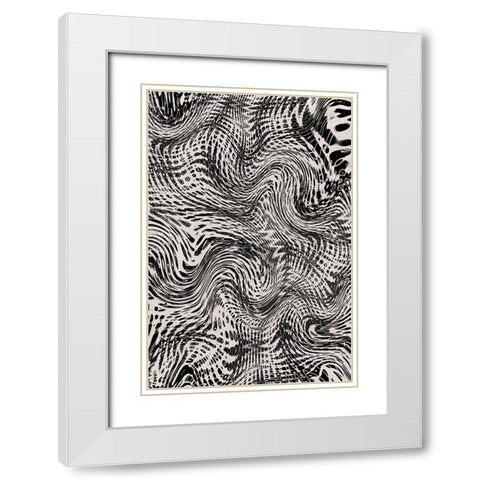 Black And White Net Pattern White Modern Wood Framed Art Print with Double Matting by Treechild