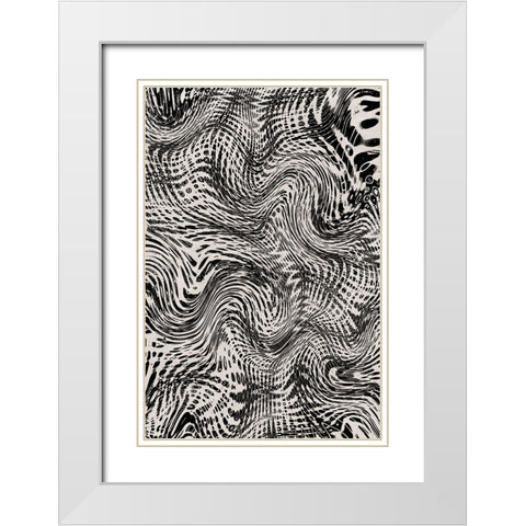 Black And White Net Pattern White Modern Wood Framed Art Print with Double Matting by Treechild