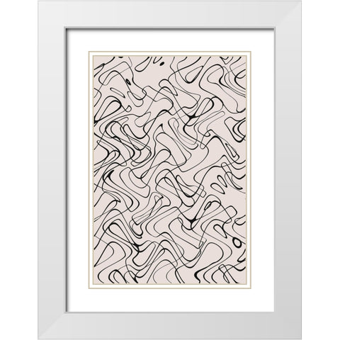 Thin Wild Line Pattern White Modern Wood Framed Art Print with Double Matting by Treechild