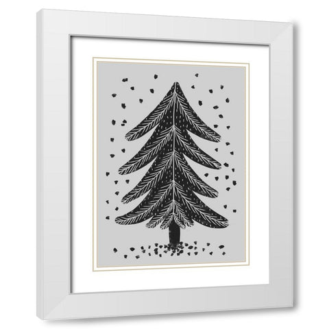 Pine Tree White Modern Wood Framed Art Print with Double Matting by Treechild