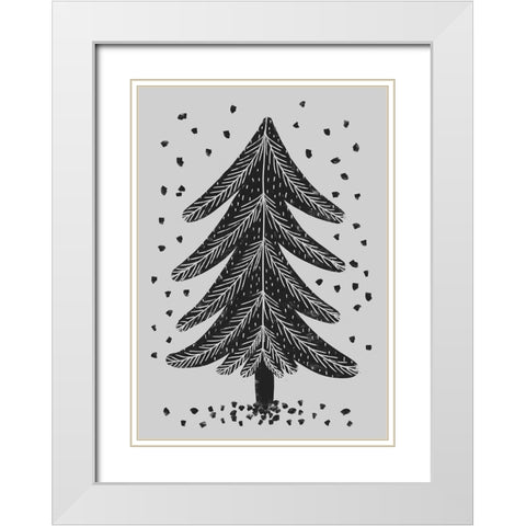 Pine Tree White Modern Wood Framed Art Print with Double Matting by Treechild