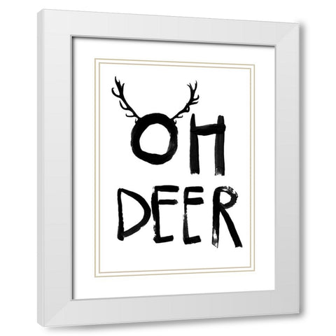 Oh Deer White Modern Wood Framed Art Print with Double Matting by Treechild