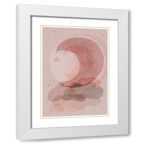 Gentle Moon White Modern Wood Framed Art Print with Double Matting by Treechild