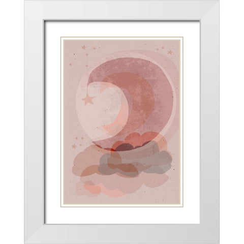 Gentle Moon White Modern Wood Framed Art Print with Double Matting by Treechild