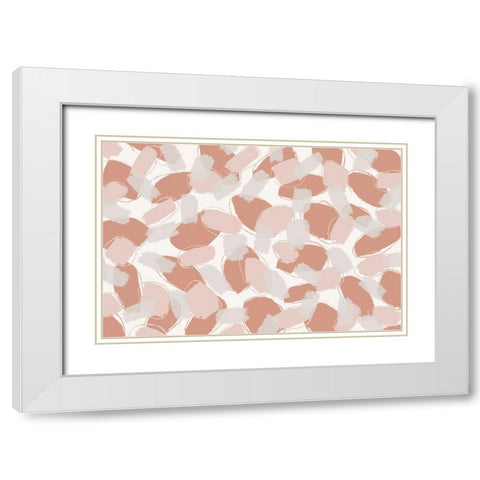 Soft Pastel Strokes Square White Modern Wood Framed Art Print with Double Matting by Treechild