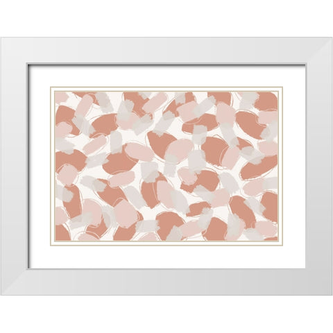 Soft Pastel Strokes Square White Modern Wood Framed Art Print with Double Matting by Treechild
