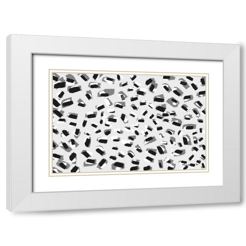 Short Strokes Square White Modern Wood Framed Art Print with Double Matting by Treechild
