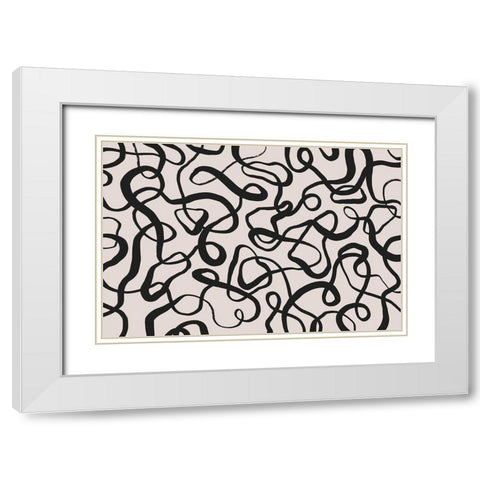 Wriggled Lines Square White Modern Wood Framed Art Print with Double Matting by Treechild