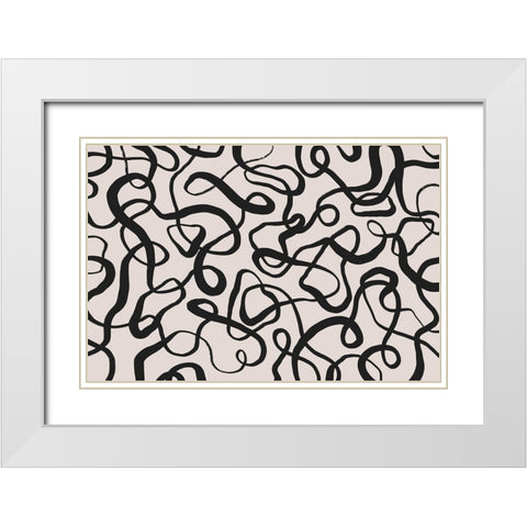 Wriggled Lines Square White Modern Wood Framed Art Print with Double Matting by Treechild