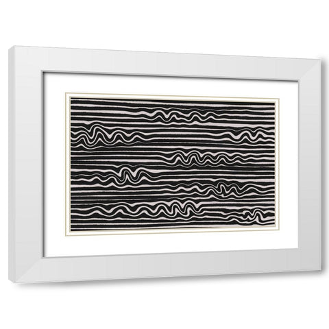 Wavey Stripes Square White Modern Wood Framed Art Print with Double Matting by Treechild