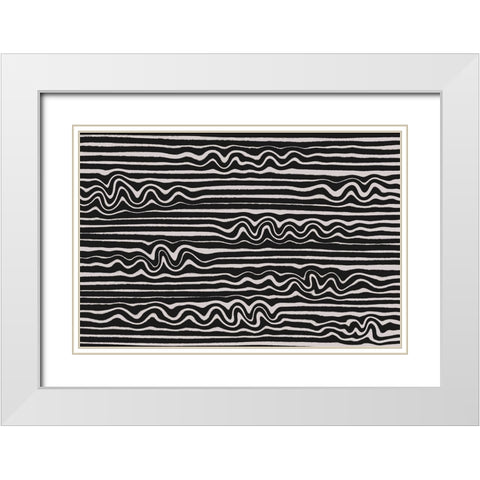 Wavey Stripes Square White Modern Wood Framed Art Print with Double Matting by Treechild