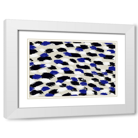 Blue Strokes Square White Modern Wood Framed Art Print with Double Matting by Treechild