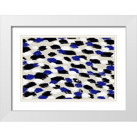 Blue Strokes Square White Modern Wood Framed Art Print with Double Matting by Treechild