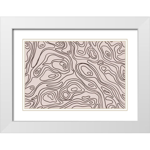 Iso Lines Square White Modern Wood Framed Art Print with Double Matting by Treechild
