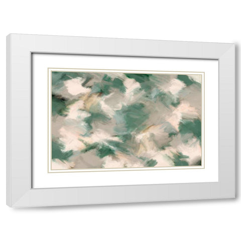 Green Beige Wild Painted Square White Modern Wood Framed Art Print with Double Matting by Treechild