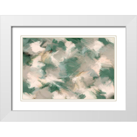 Green Beige Wild Painted Square White Modern Wood Framed Art Print with Double Matting by Treechild