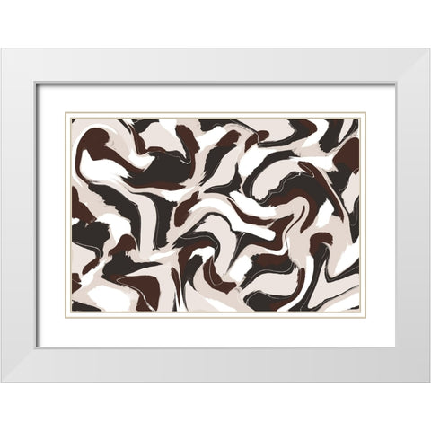 Shaky Brown Beige Strokes Square White Modern Wood Framed Art Print with Double Matting by Treechild