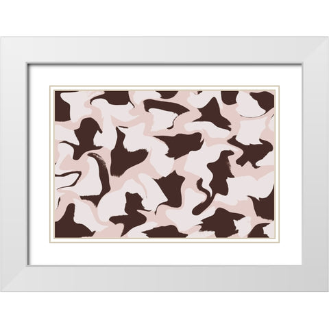 White And Brown Whipped Pattern White Modern Wood Framed Art Print with Double Matting by Treechild