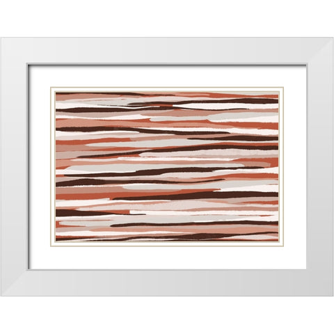 Pastel Thin Stipes Pattern White Modern Wood Framed Art Print with Double Matting by Treechild