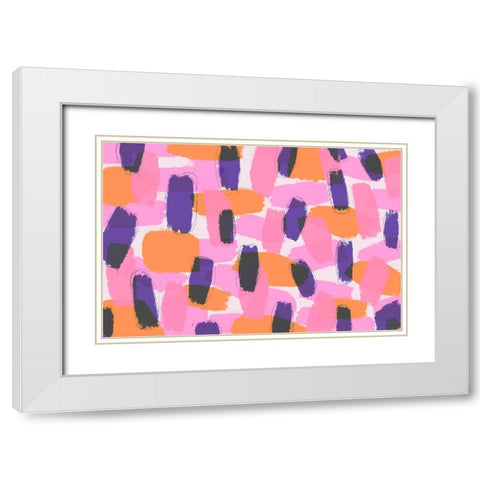 Layered Purple Strokes Pattern White Modern Wood Framed Art Print with Double Matting by Treechild
