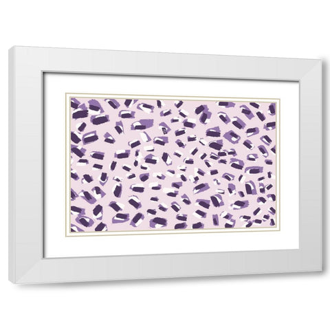 Scattered Small Purple Strokes Pattern White Modern Wood Framed Art Print with Double Matting by Treechild