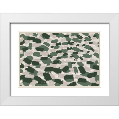 Green Pastel Strokes White Modern Wood Framed Art Print with Double Matting by Treechild