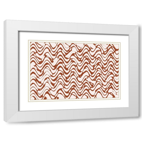 Wavey Beige Pattern Square White Modern Wood Framed Art Print with Double Matting by Treechild