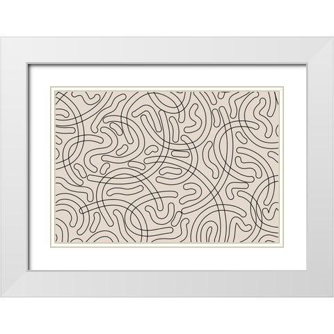 Simple Tube Line Pattern White Modern Wood Framed Art Print with Double Matting by Treechild