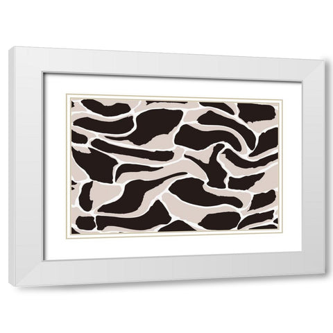 Beige And Brown Tiger Pattern White Modern Wood Framed Art Print with Double Matting by Treechild