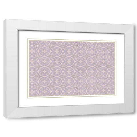 Purple Tiles Pattern White Modern Wood Framed Art Print with Double Matting by Treechild