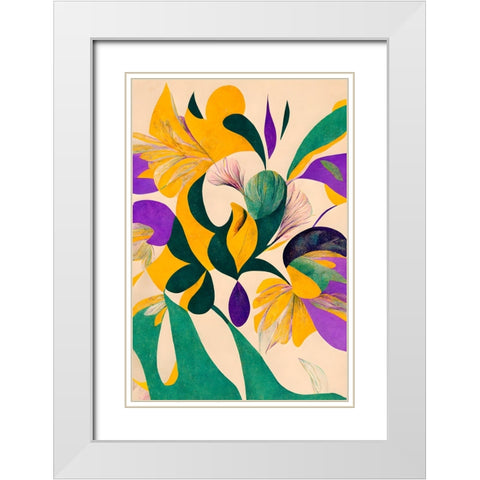 Spring flowers White Modern Wood Framed Art Print with Double Matting by Treechild