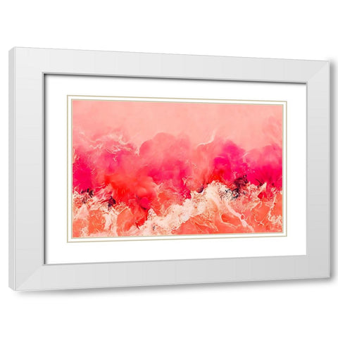 Pink Wave White Modern Wood Framed Art Print with Double Matting by Treechild