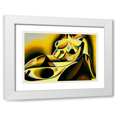 Golden - 18-05-22 White Modern Wood Framed Art Print with Double Matting by Akkers, Corne