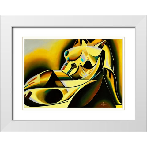 Golden - 18-05-22 White Modern Wood Framed Art Print with Double Matting by Akkers, Corne
