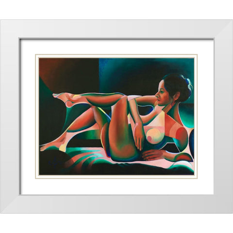 Solarized Roundism - 07-03-22 White Modern Wood Framed Art Print with Double Matting by Akkers, Corne
