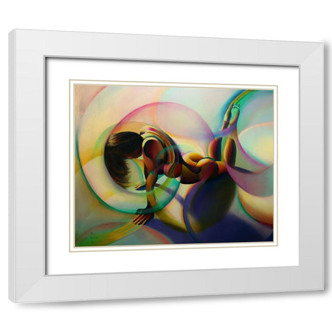 Roundism - 02-12-14 White Modern Wood Framed Art Print with Double Matting by Akkers, Corne