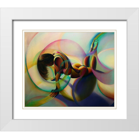 Roundism - 02-12-14 White Modern Wood Framed Art Print with Double Matting by Akkers, Corne