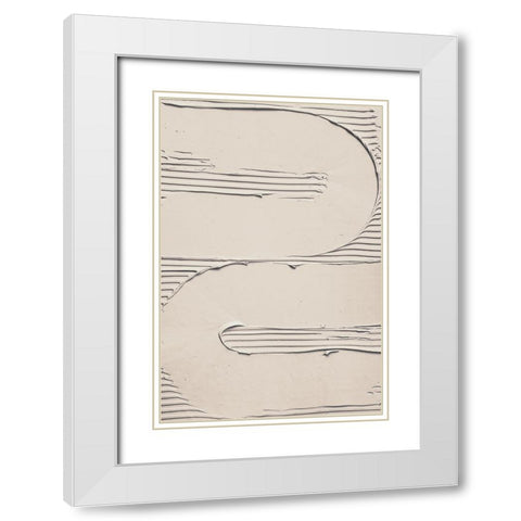 Mud Texture 11 Beige White Modern Wood Framed Art Print with Double Matting by Pictufy Studio III