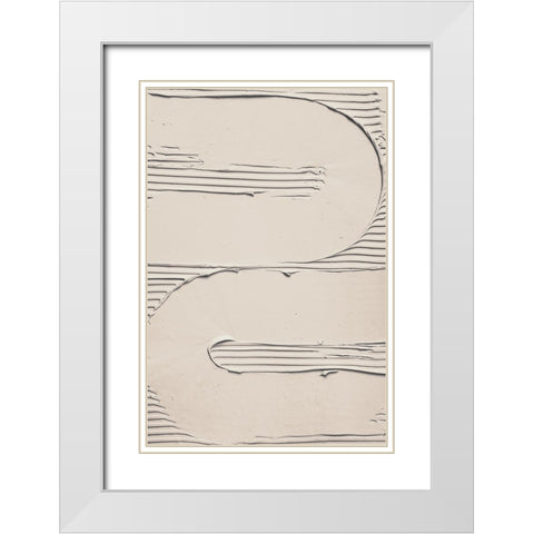 Mud Texture 11 Beige White Modern Wood Framed Art Print with Double Matting by Pictufy Studio III