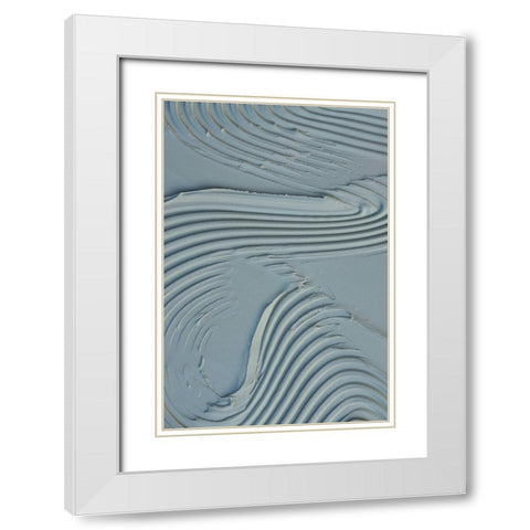 Mud Texture 15 Blue White Modern Wood Framed Art Print with Double Matting by Pictufy Studio III