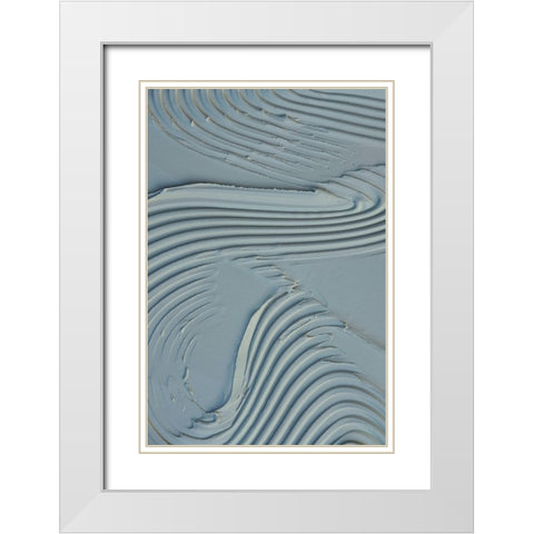 Mud Texture 15 Blue White Modern Wood Framed Art Print with Double Matting by Pictufy Studio III