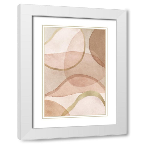 Blush and Brown Abstract White Modern Wood Framed Art Print with Double Matting by Pienaar, Kathrin