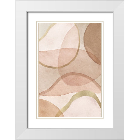Blush and Brown Abstract White Modern Wood Framed Art Print with Double Matting by Pienaar, Kathrin