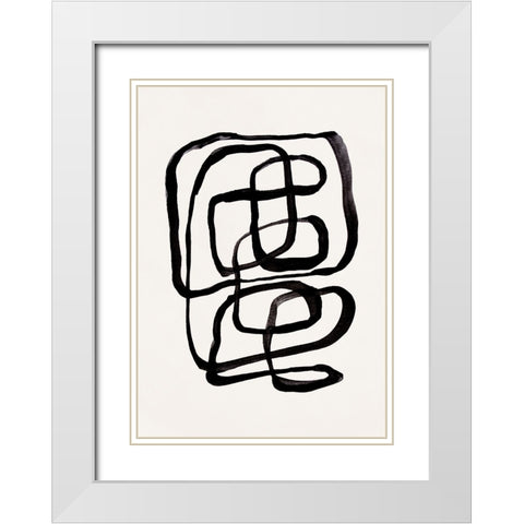 Abstract Lines I White Modern Wood Framed Art Print with Double Matting by Pienaar, Kathrin