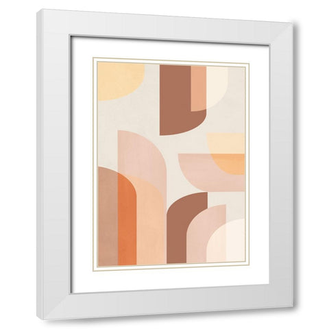 Retro Geometric White Modern Wood Framed Art Print with Double Matting by Pienaar, Kathrin