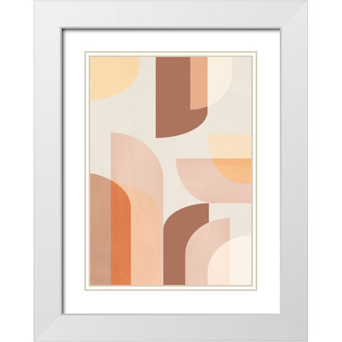 Retro Geometric White Modern Wood Framed Art Print with Double Matting by Pienaar, Kathrin