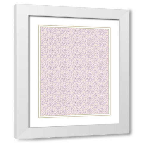 Cute Purple Flower Pattern White Modern Wood Framed Art Print with Double Matting by Treechild