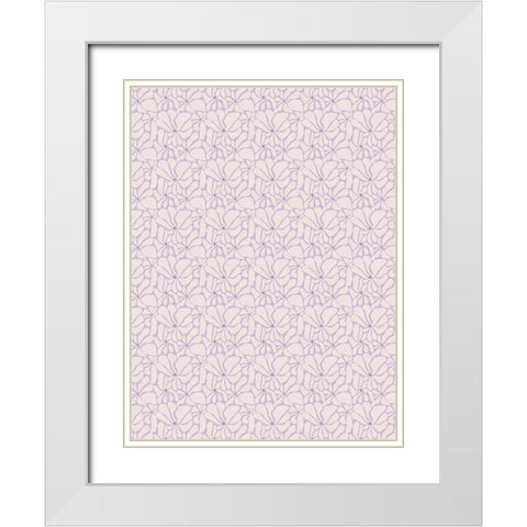 Cute Purple Flower Pattern White Modern Wood Framed Art Print with Double Matting by Treechild