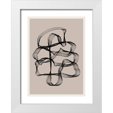 Ink Black and Beige White Modern Wood Framed Art Print with Double Matting by Treechild