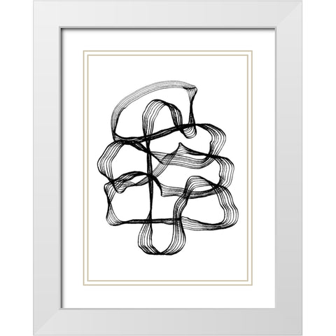 Ink Black and White White Modern Wood Framed Art Print with Double Matting by Treechild